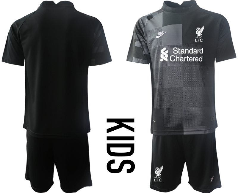 Youth 2021-2022 Club Liverpool black goalkeeper blank Soccer Jersey->youth soccer jersey->Youth Jersey